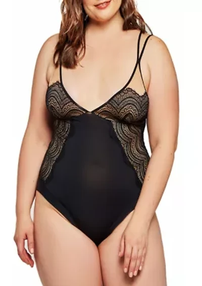 Plus Tanya Lace Overlay Day and Night Bodysuit