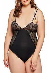 Plus Tanya Lace Overlay Day and Night Bodysuit