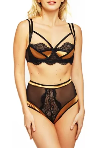 Collette Satin  and Mesh Bralette Set