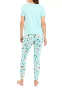 Women's Beachy Christmas Solid Short Sleeve Pajama Top