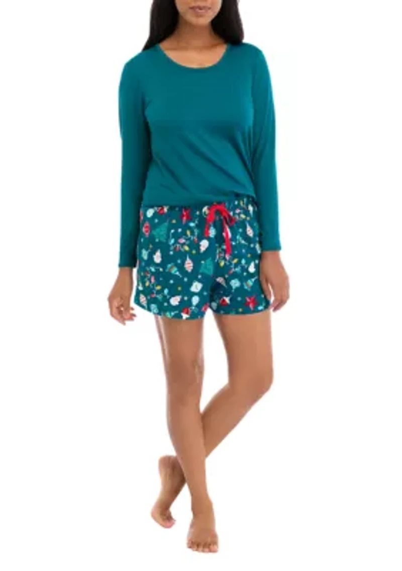 Women's Holiday Lights Solid Long Sleeve Top