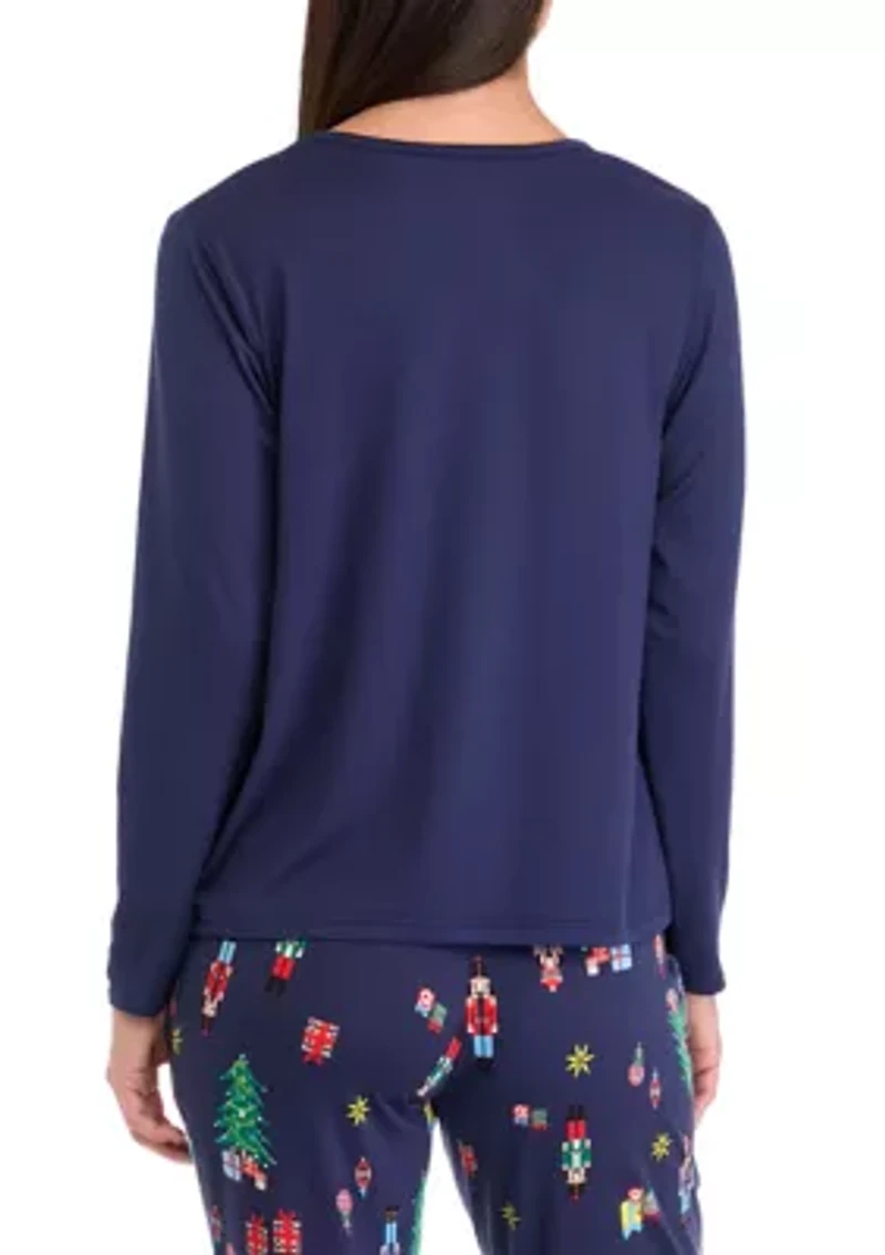 Women's Nutcracker Solid Long Sleeve Pajama Top