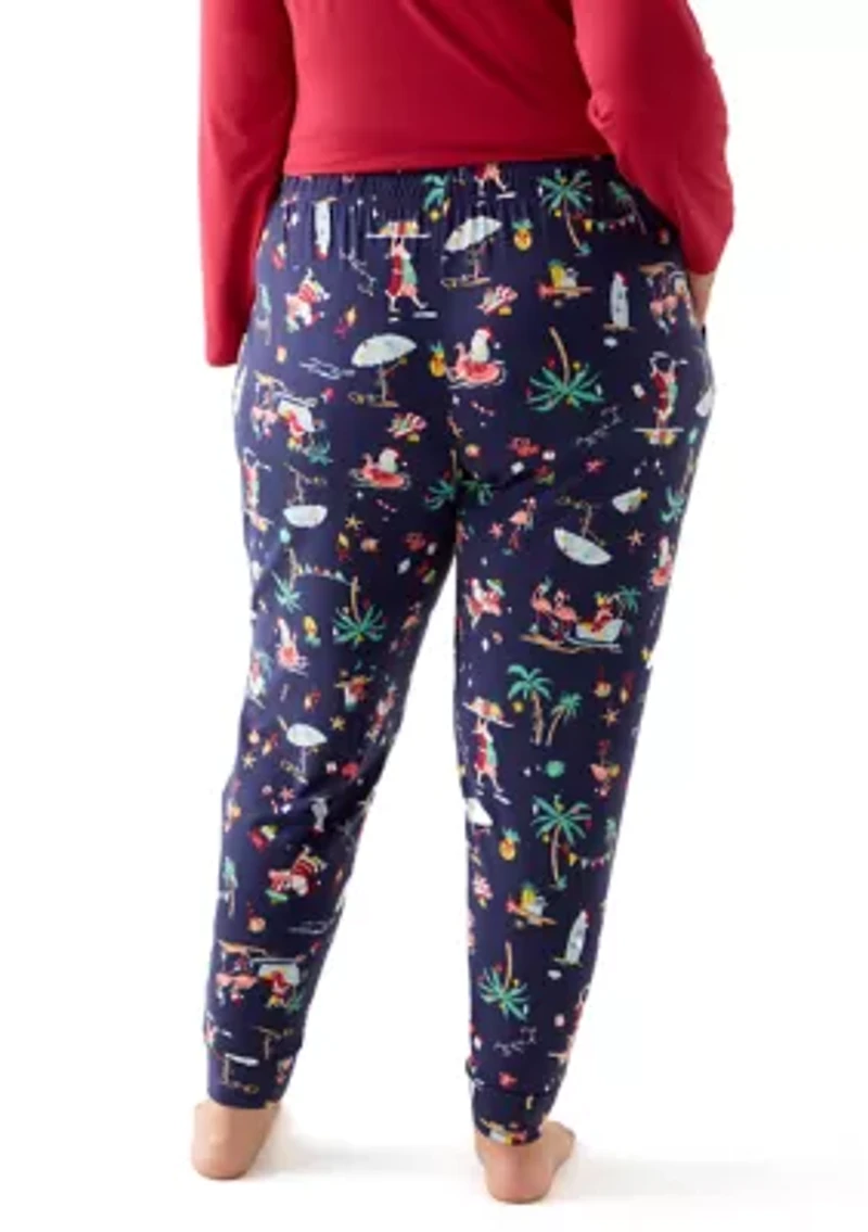Plus Beachy Christmas Jogger Pajama Pants