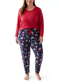 Plus Beachy Christmas Jogger Pajama Pants