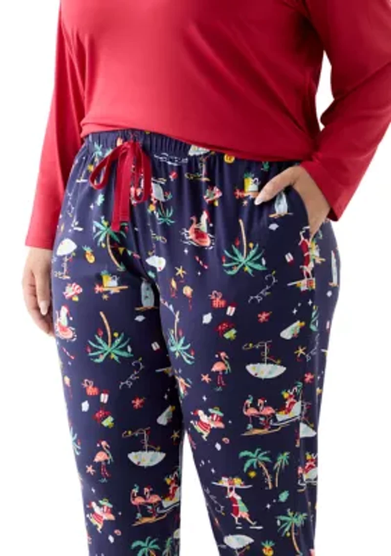 Plus Beachy Christmas Jogger Pajama Pants