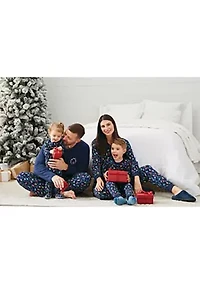 Plus Navy Lights Long Sleeve Crew Neck Pajama Top