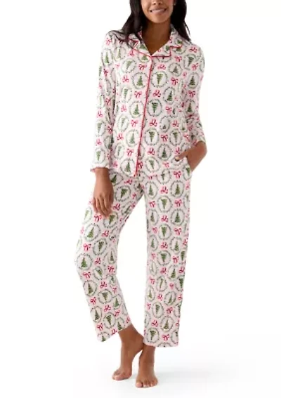 Women's Bow & Wreath Pajama Set