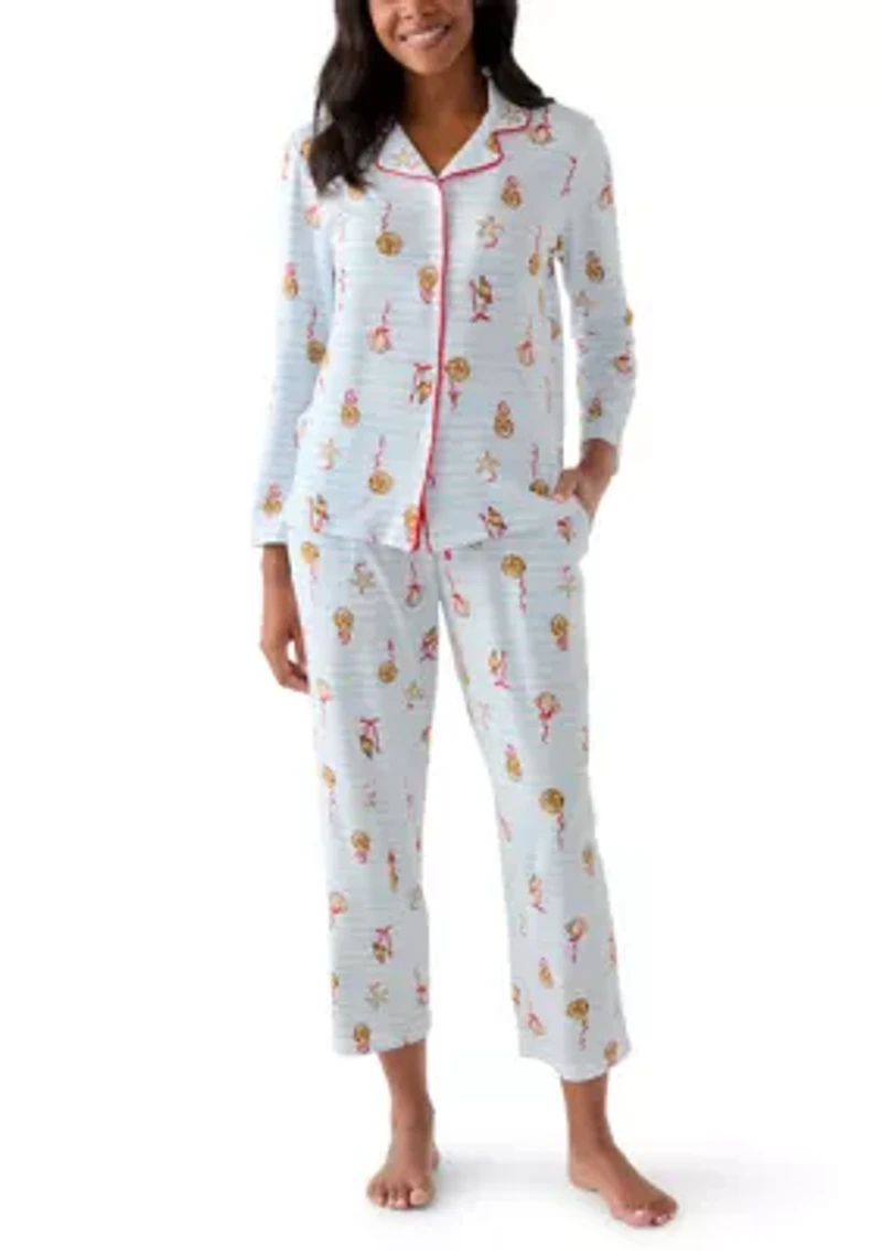 Women’s Shell Stripe Notch Pajama Set