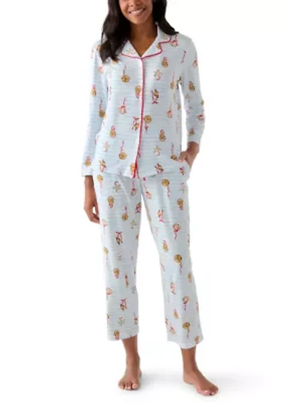 Women’s Shell Stripe Notch Pajama Set