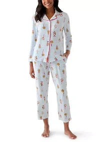 Women’s Shell Stripe Notch Pajama Set