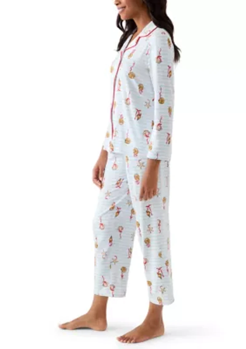 Women’s Shell Stripe Notch Pajama Set