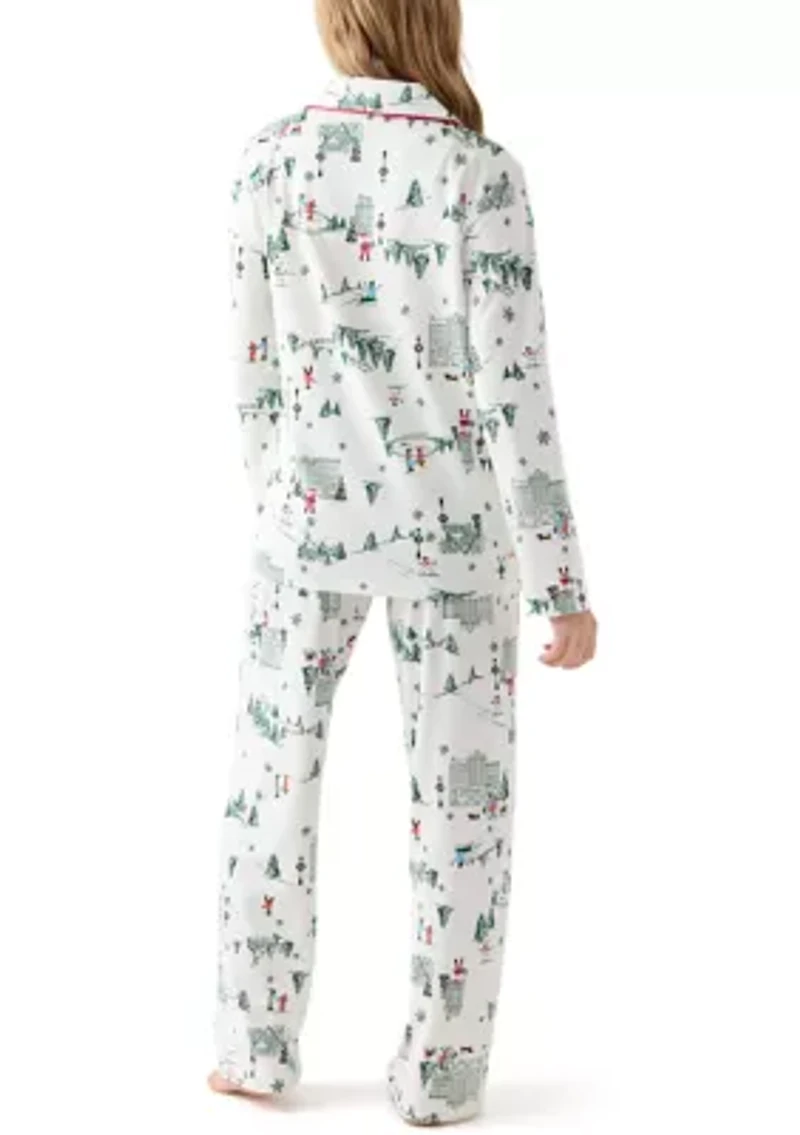 Women's Winter Village Notch Collar Pajama Set
