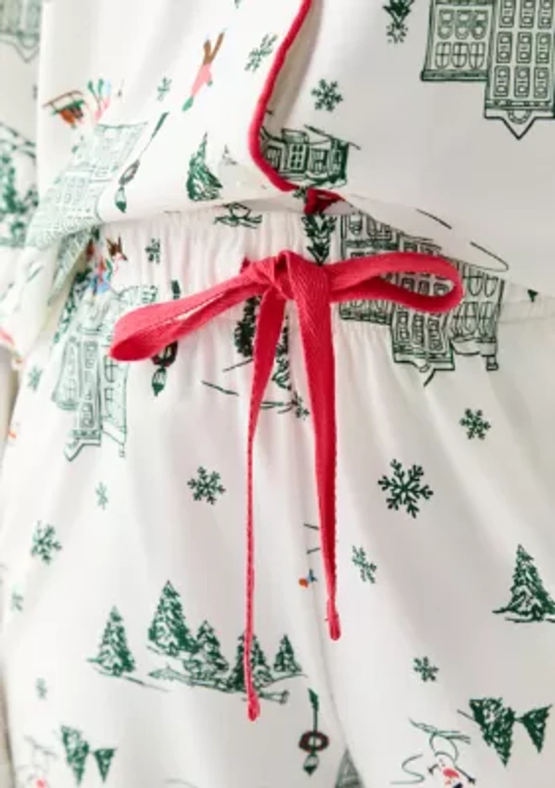 Women's Winter Village Notch Collar Pajama Set