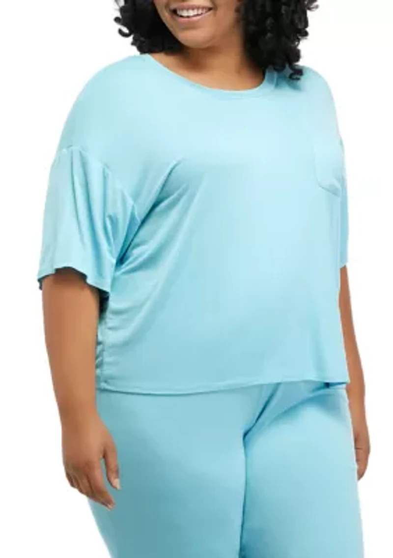 Plus Rayon Spandex Short Sleeve Pajama Shirt