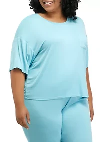 Plus Rayon Spandex Short Sleeve Pajama Shirt