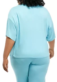 Plus Rayon Spandex Short Sleeve Pajama Shirt
