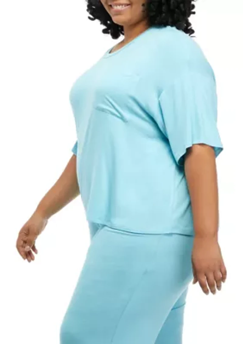 Plus Rayon Spandex Short Sleeve Pajama Shirt