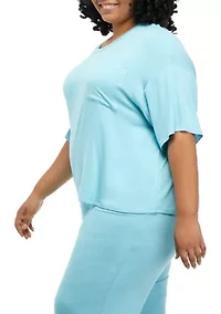 Plus Rayon Spandex Short Sleeve Pajama Shirt