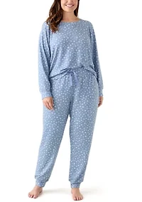Plus Long Sleeve Brushed Knit Pajama Set