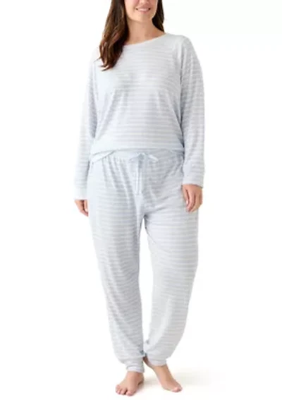 Plus Long Sleeve Brushed Knit Pajama Set
