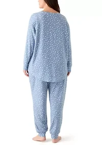 Plus Long Sleeve Brushed Knit Pajama Set