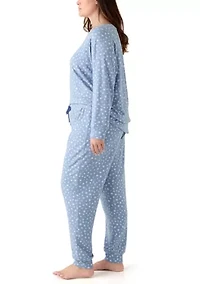 Plus Long Sleeve Brushed Knit Pajama Set