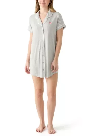 Rib Knit Notch Sleep Dress