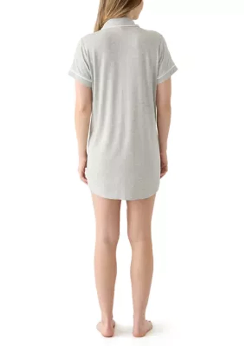 Rib Knit Notch Sleep Dress
