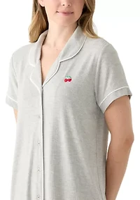 Rib Knit Notch Sleep Dress