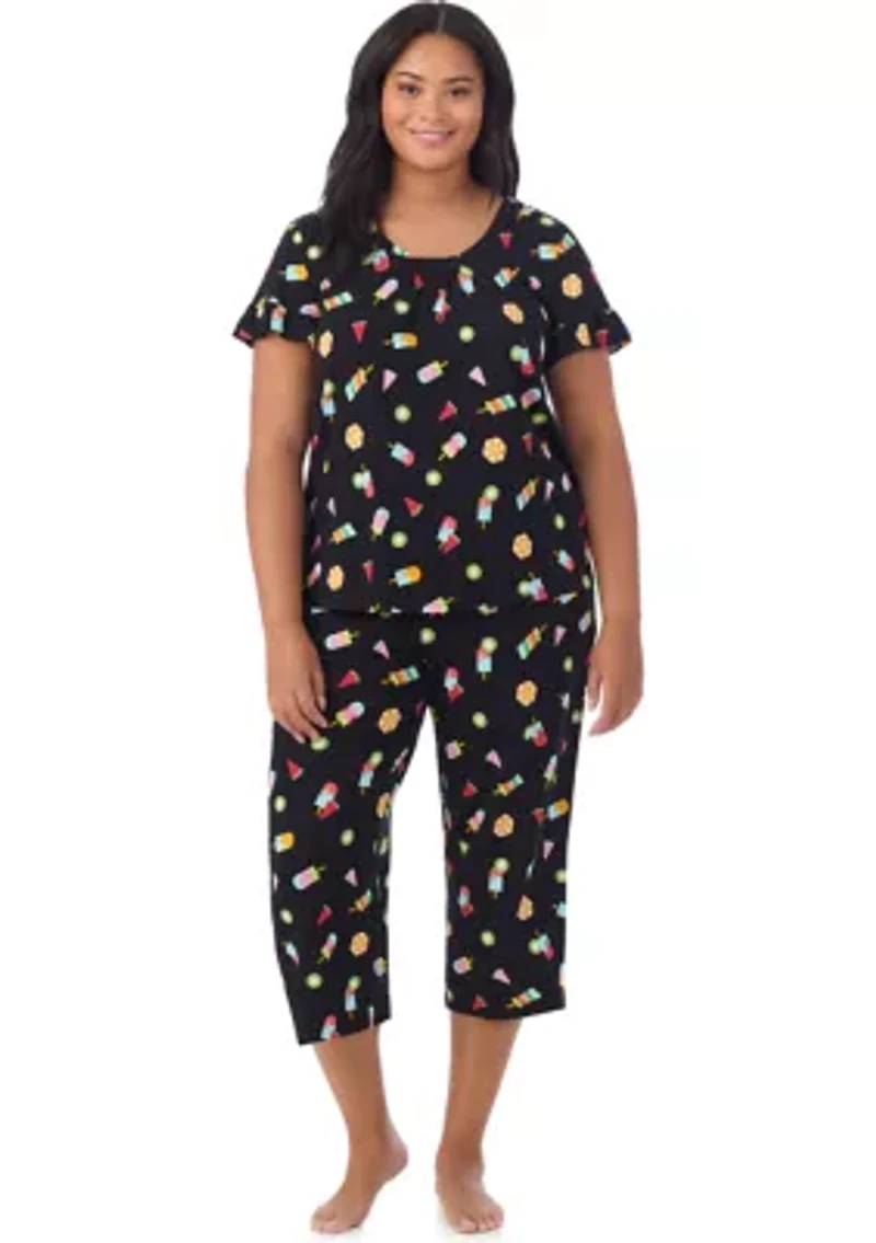 Plus Short Sleeve Cropped PJ Set