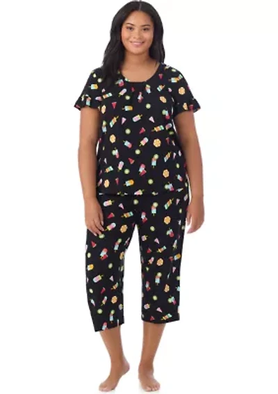 Plus Short Sleeve Cropped PJ Set