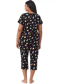 Plus Short Sleeve Cropped PJ Set