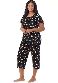 Plus Short Sleeve Cropped PJ Set