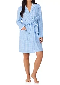 Women's Hooded Short Wrap Robe