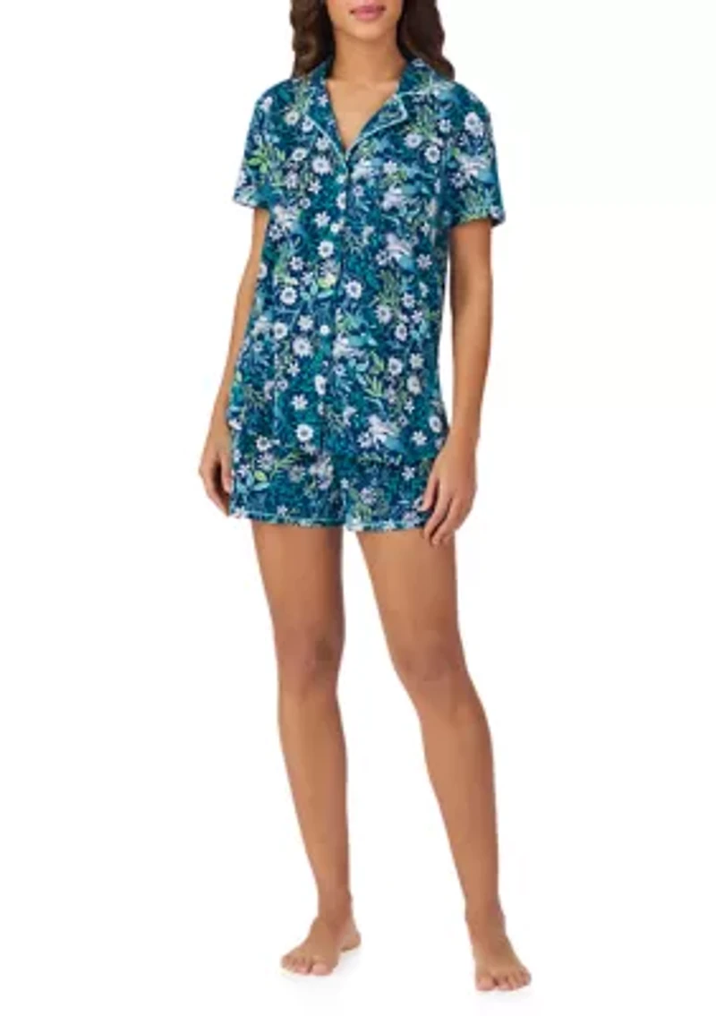 Short Sleeve Notch Collar Boxer PJ Set