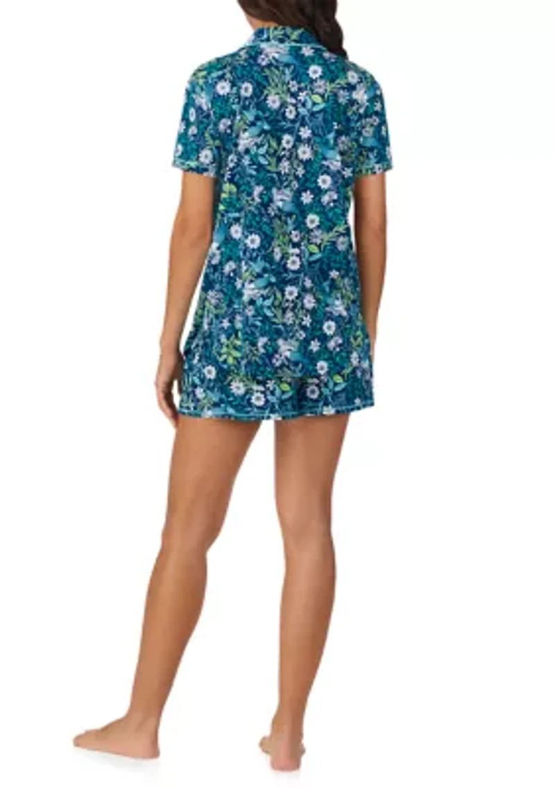 Short Sleeve Notch Collar Boxer PJ Set