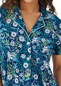 Short Sleeve Notch Collar Boxer PJ Set