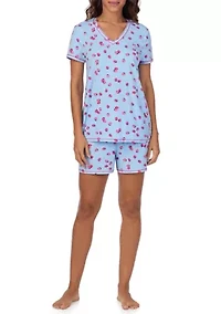 Printed V-Neck Pajama Set