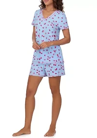 Printed V-Neck Pajama Set