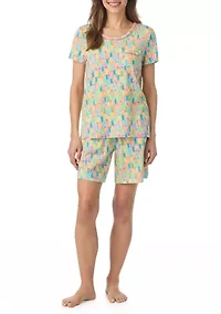 Short Sleeve Top and Bermuda Shorts Pajama Set