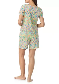 Short Sleeve Top and Bermuda Shorts Pajama Set