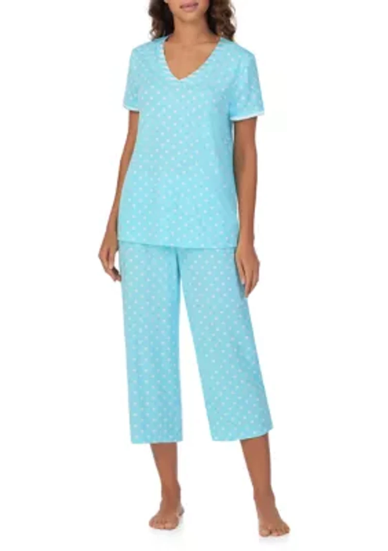 Cropped V-Neck Pajama Set