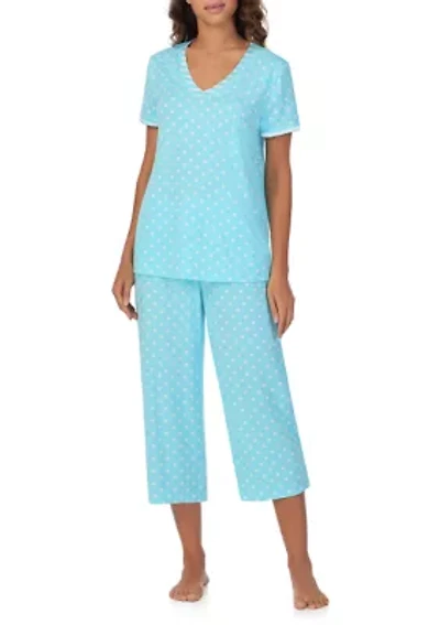 Cropped V-Neck Pajama Set