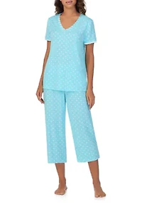 Cropped V-Neck Pajama Set