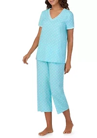 Cropped V-Neck Pajama Set