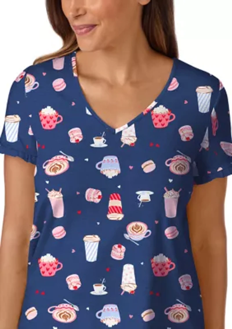 Women's Short Sleeve Shirt and Cropped Pants Pajama Set