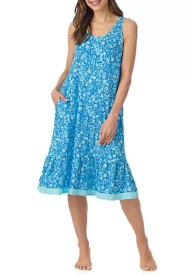 Sleeveless Floral Midi Nightgown