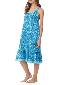 Sleeveless Floral Midi Nightgown