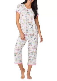 Women's Short Sleeve Cropped Pant Pajama Set
