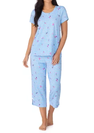 Women's Short Sleeve Cropped Pant Pajama Set